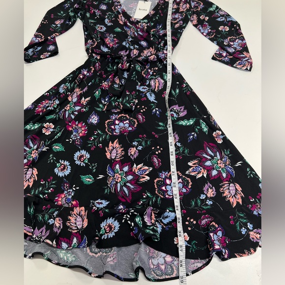 Leota Libby Faux Wrap Knit Dress Size Small New With Tags Dark Floral - Picture 11 of 13